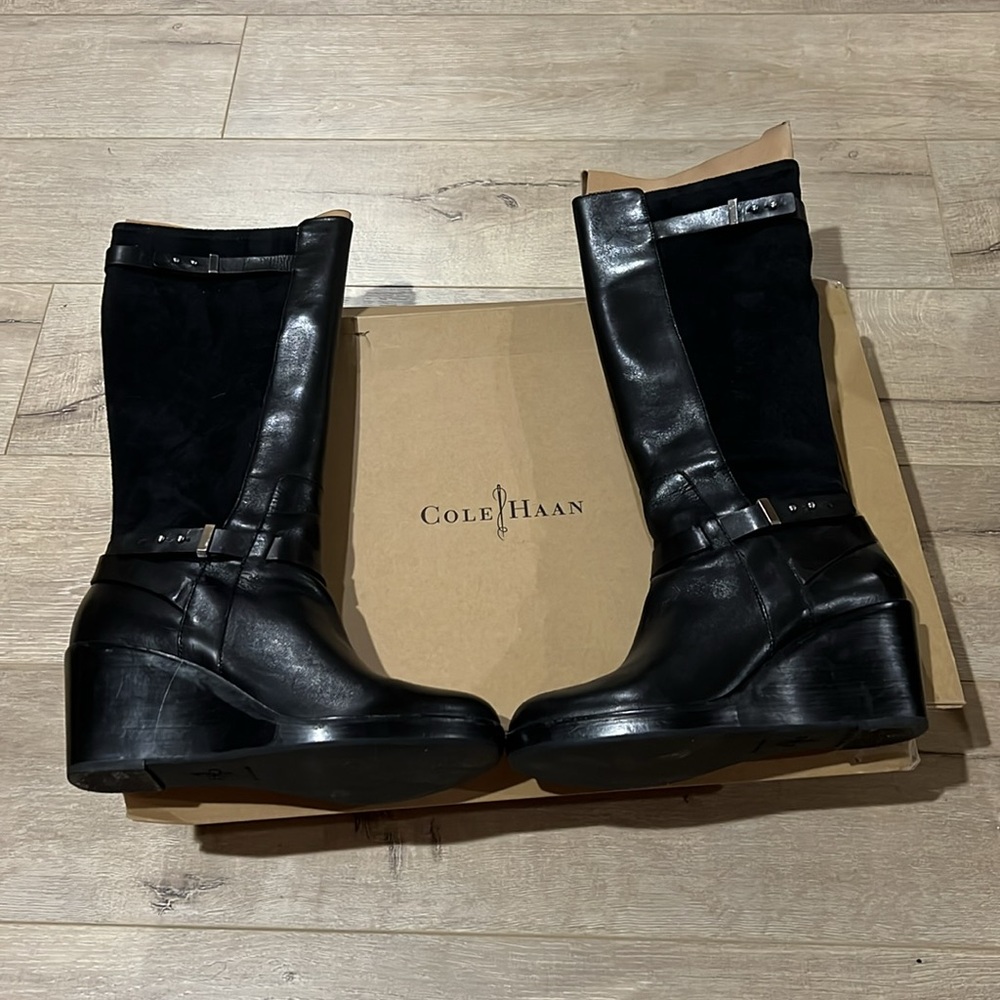 Knee length Cole Haan wedge heel boots - Picture 2 of 5